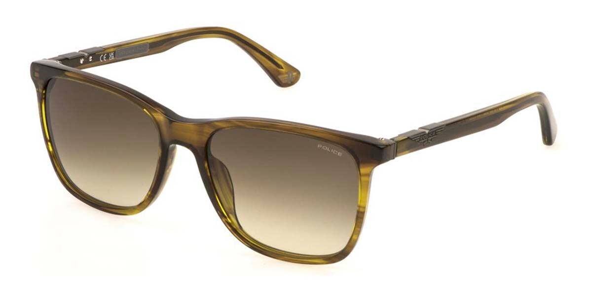Police SPL872N ORIGINS 1 OCCHIALE SOLE POLICE 06U8, Brown frame, Gradient Green lenses