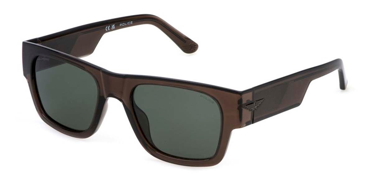 Police SPLP23 OCEAN MAXI 1 M82P, Brown frame, Grey/Green lenses
