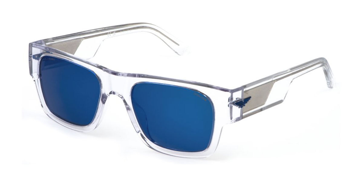 Police SPLP23 OCEAN MAXI 1 P79P, Clear frame, Smoke Blue Mirror lenses