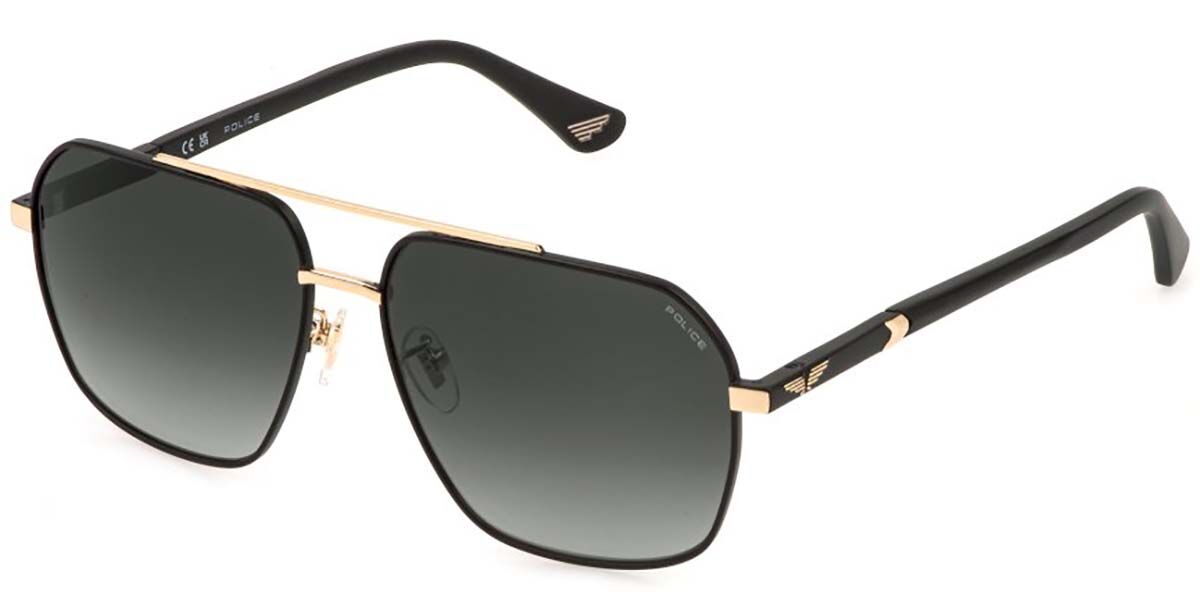Police SPLQ85 NEW CROSSROADS 4 0302, Black frame, Smoke Gradient Grey lenses