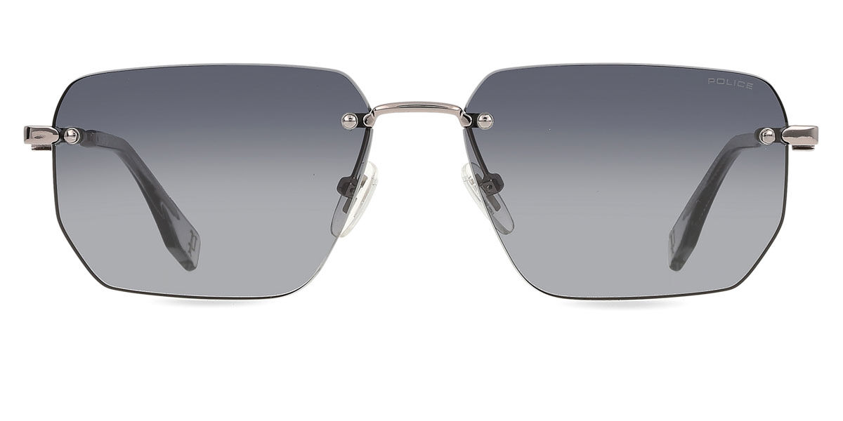 Police SPLQ89 FORCE 8 0509, Silver frame, Smoke Gradient Grey lenses
