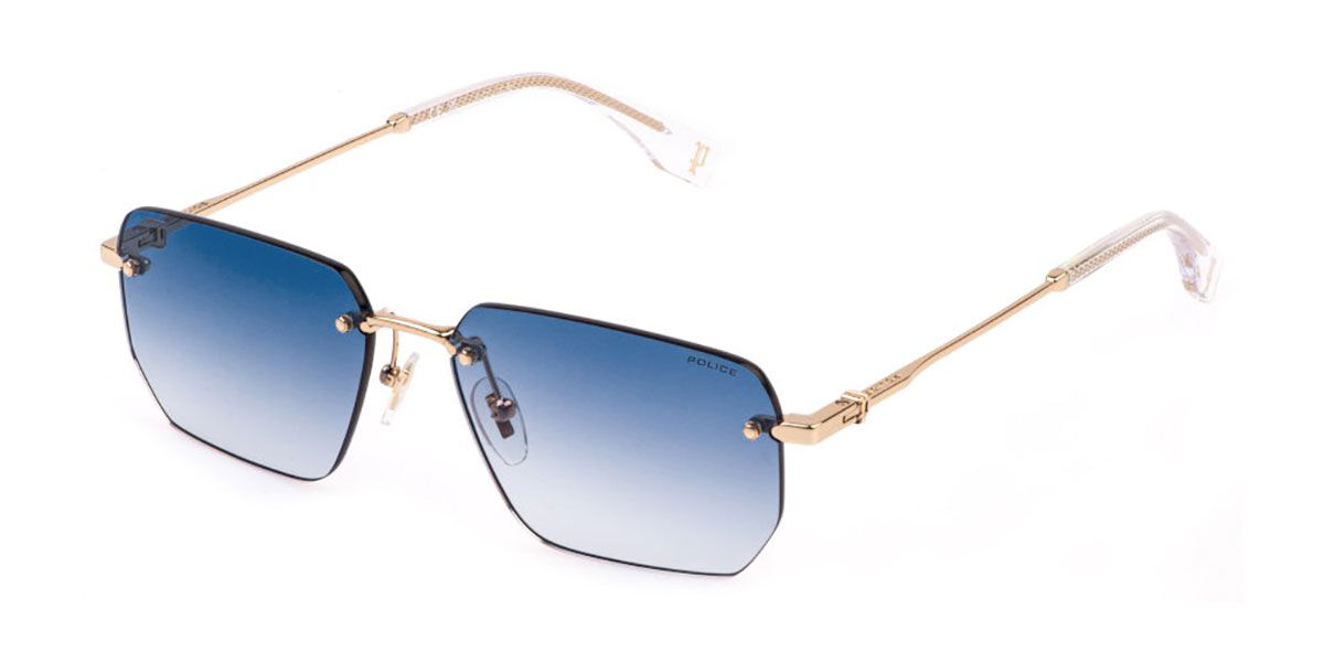 Police SPLQ89 FORCE 8 300Y, Gold frame, Gradient Blue lenses