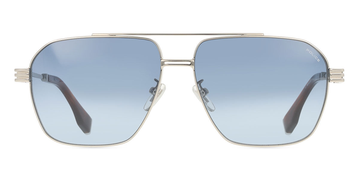 Police SPLQ91 MERCURY 1 0579, Silver frame, Gradient Blue lenses