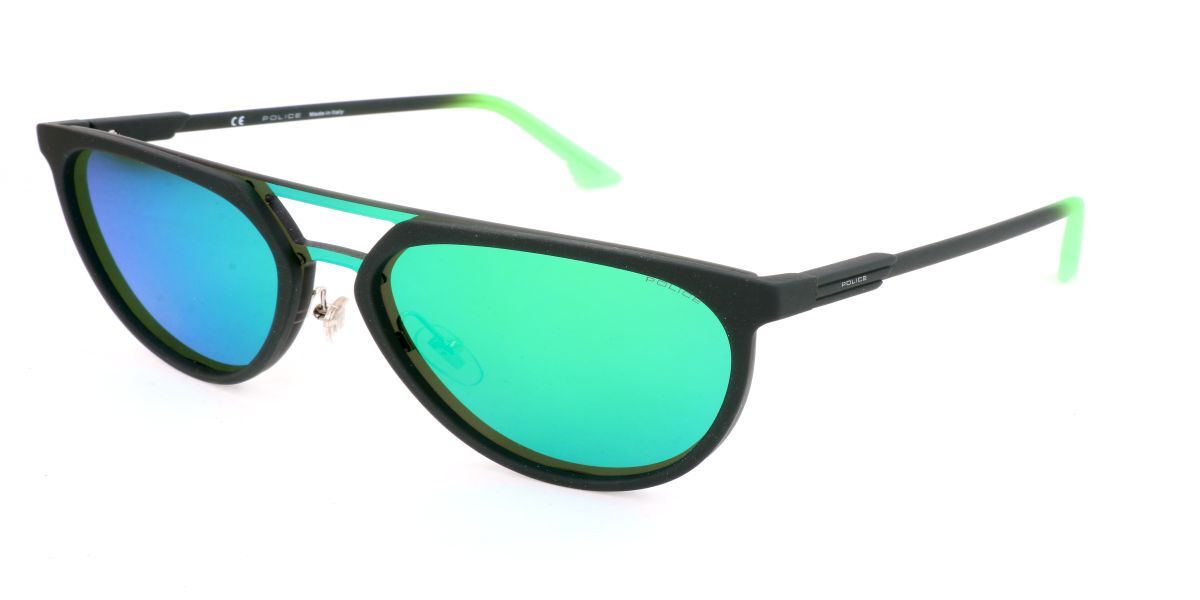 Police SPL586M 1HCV, Black frame, Green lenses
