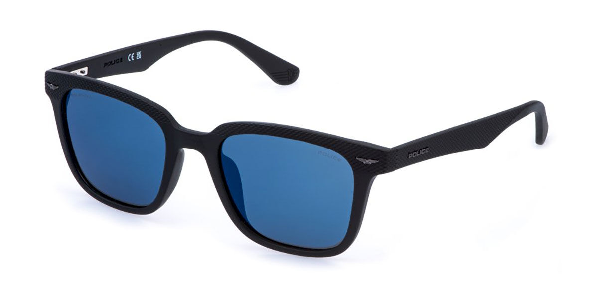 Police SPLE01 GATOR 1 U28B, Black frame, Smoke Blue Mirror lenses