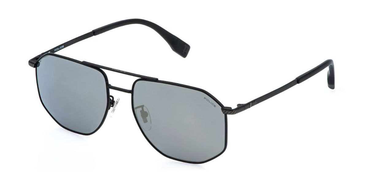Police SPLR76 GRIND 3 599X, Black frame, Smoke Silver Mirror lenses