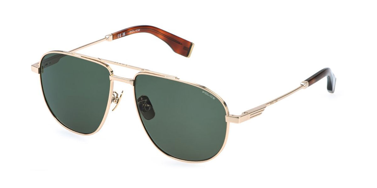 Police SPLR83 MERCURY LITE 1 0300, Gold frame, Green lenses
