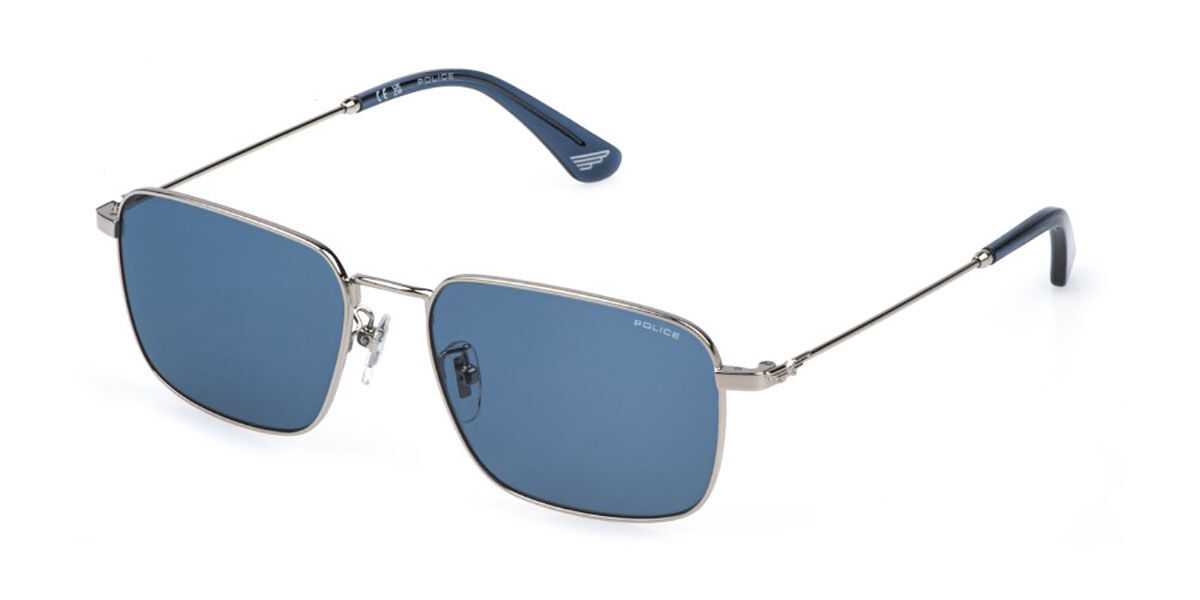 Police SPLR73 ORIGINS LITE 37 579Y, Silver frame, Blue lenses