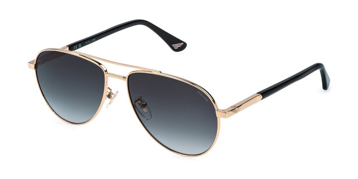 Police SPLR77 NEW CROSSROADS 6 0300, Gold frame, Smoke Gradient Grey lenses