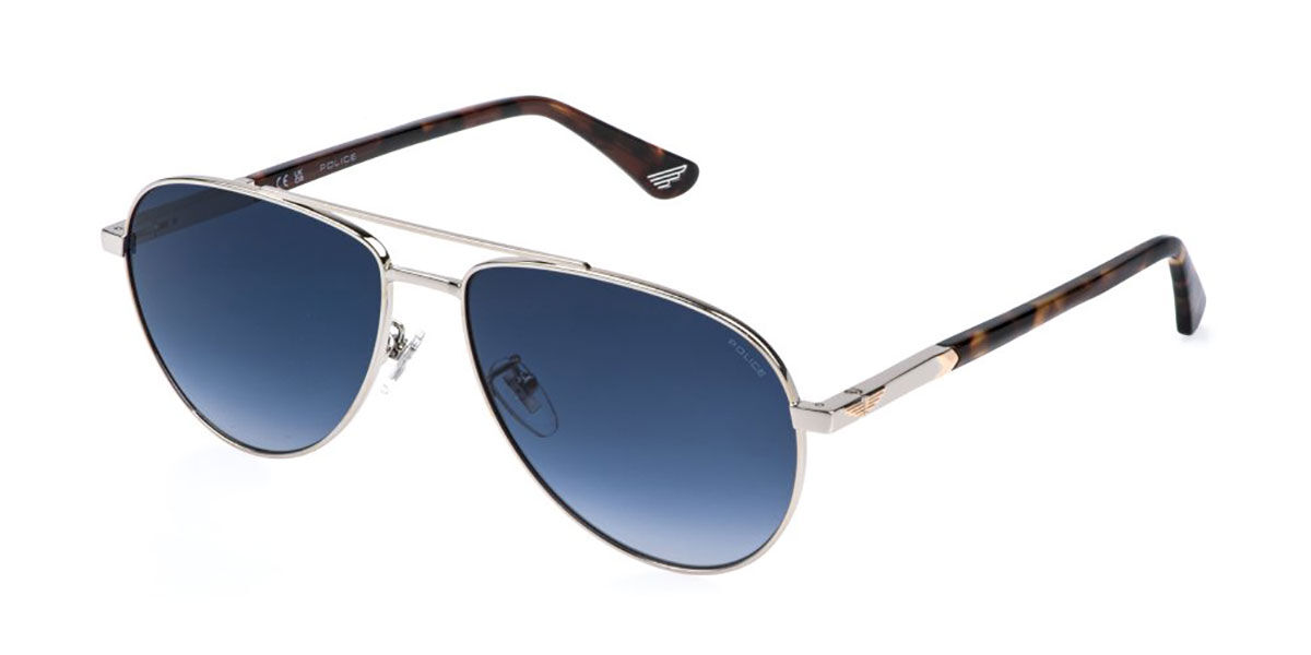 Police SPLR77 NEW CROSSROADS 6 0579, Silver frame, Gradient Blue lenses