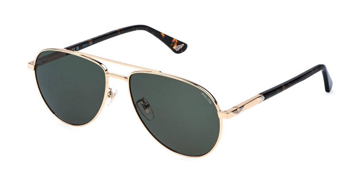 Police SPLR77 NEW CROSSROADS 6 300Y, Gold frame, Green lenses