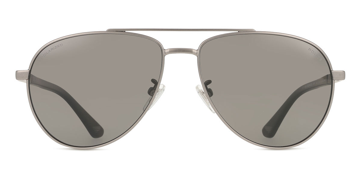 Police SPLR77 NEW CROSSROADS 6 613P, Silver frame, Smoke Grey lenses