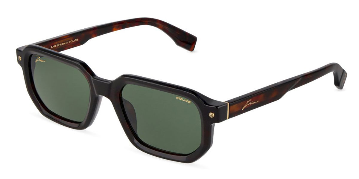 Police SPLU82 ZAC 2 W/A 0722, Tortoiseshell frame, Green lenses