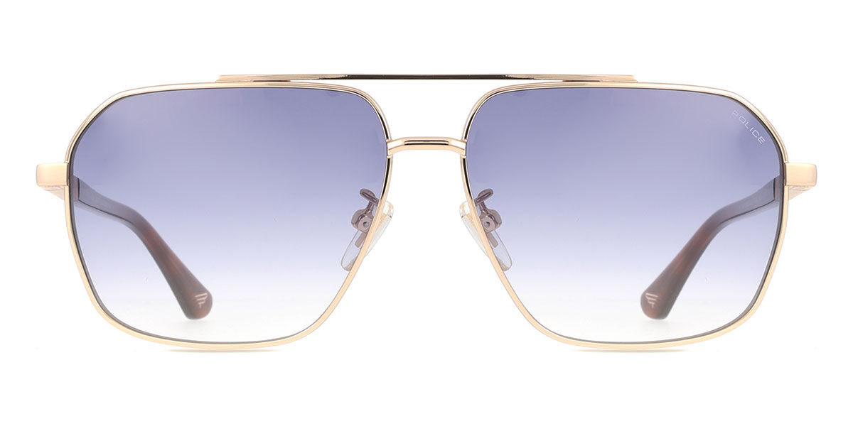 Police SPLQ85 NEW CROSSROADS 4 0300, Gold frame, Gradient Blue lenses