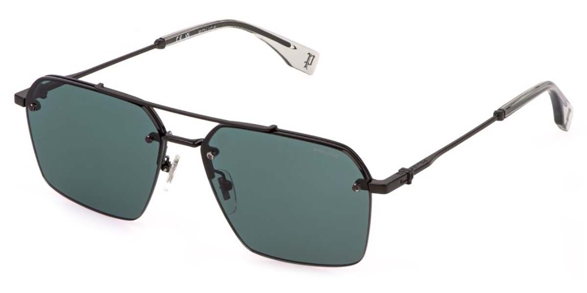 Police SPLQ90 FORCE 9 0672, Black frame, Green lenses