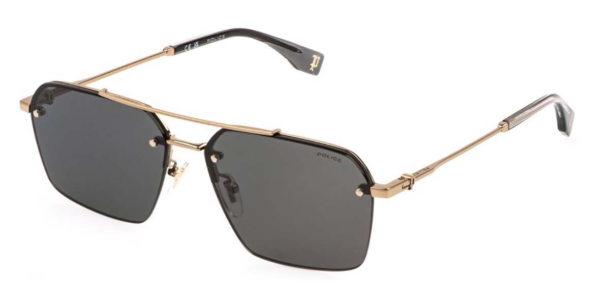 Police SPLQ90 FORCE 9 08FE, Gold frame, Smoke Grey lenses