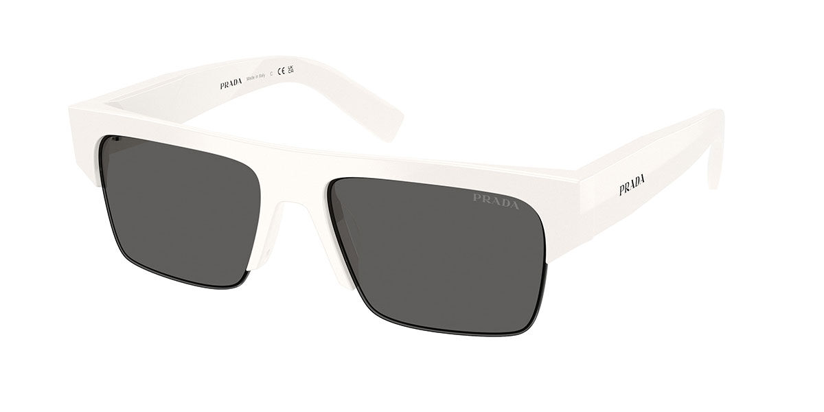Prada PR D12SU 46120Z, White frame, Slate/Anti-glare Grey lenses