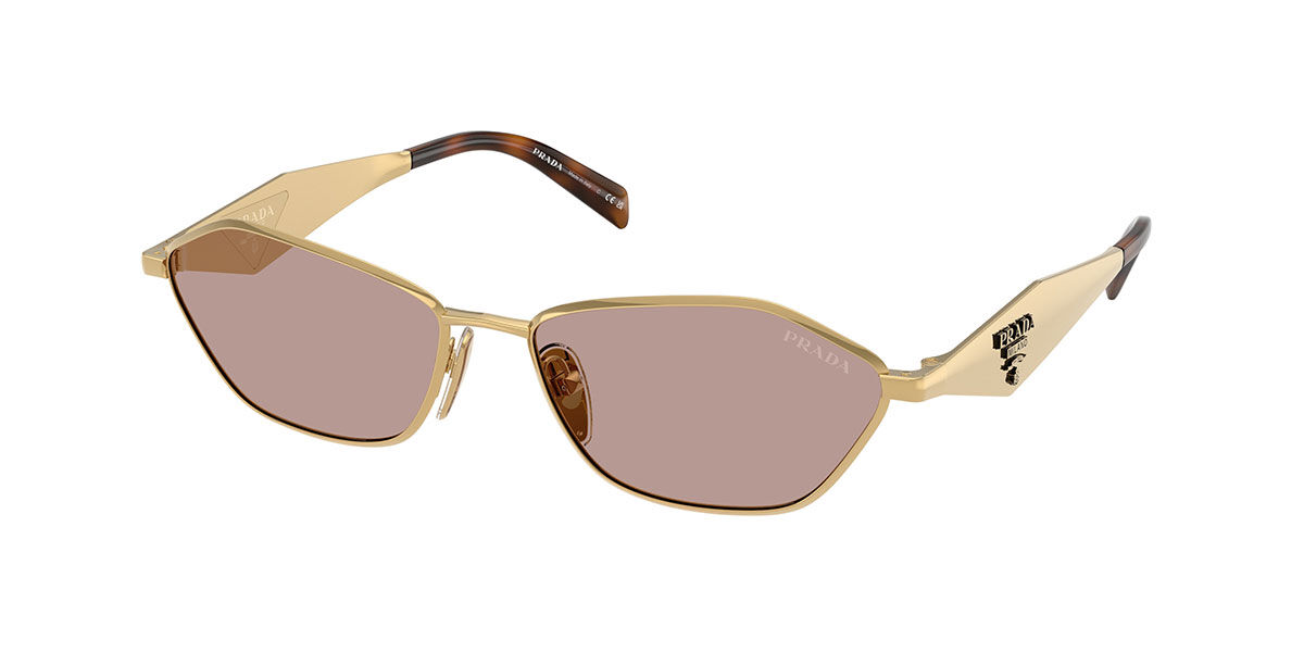 Prada PR D50S 5AK20I, Gold frame, Light Purple/Brown lenses
