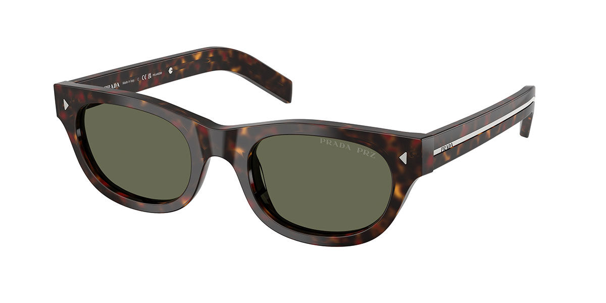 Prada PR C09SF Asian Fit Polarized 17N03R, Tortoiseshell frame, Green Polarized lenses