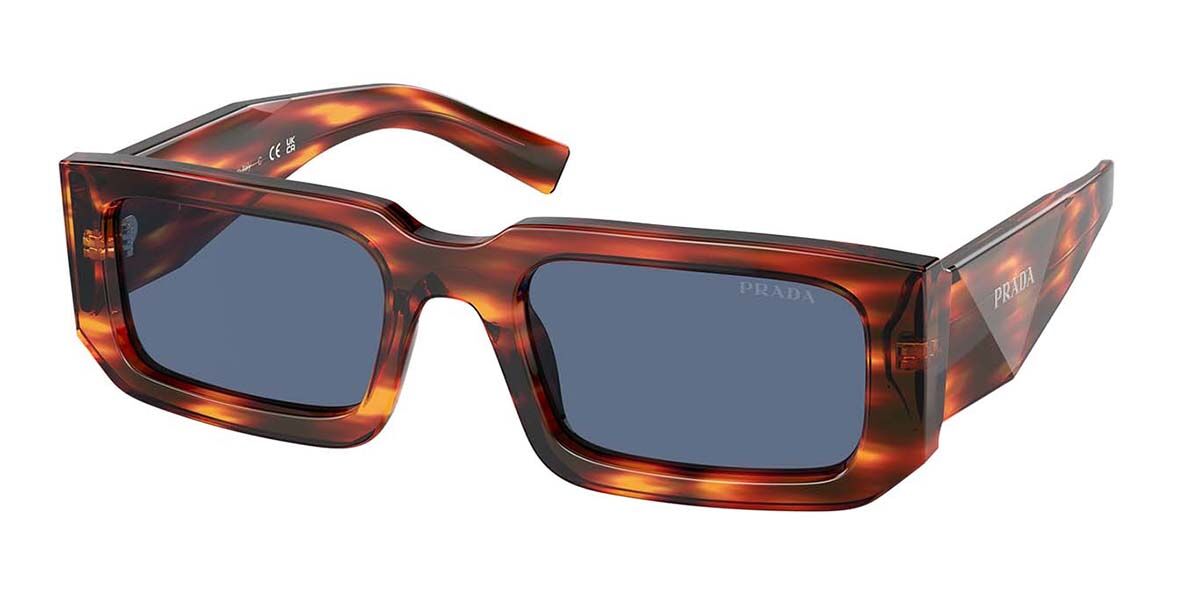 Prada PR 06YS 17R06A, Brown frame, Dark Blue lenses