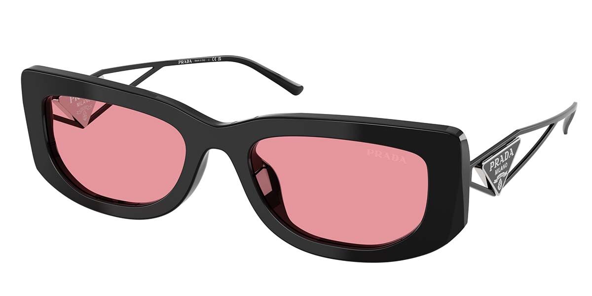 Prada PR 14YS 1AB30L, Black frame, Pink lenses