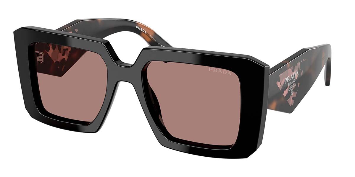 Prada PR 23YSF Asian Fit 27B60B, Black frame, Light Brown lenses