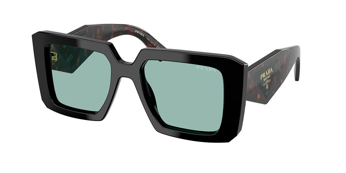 Prada PR 23YSF Asian Fit 26B40K, Black frame, Petrol Green lenses