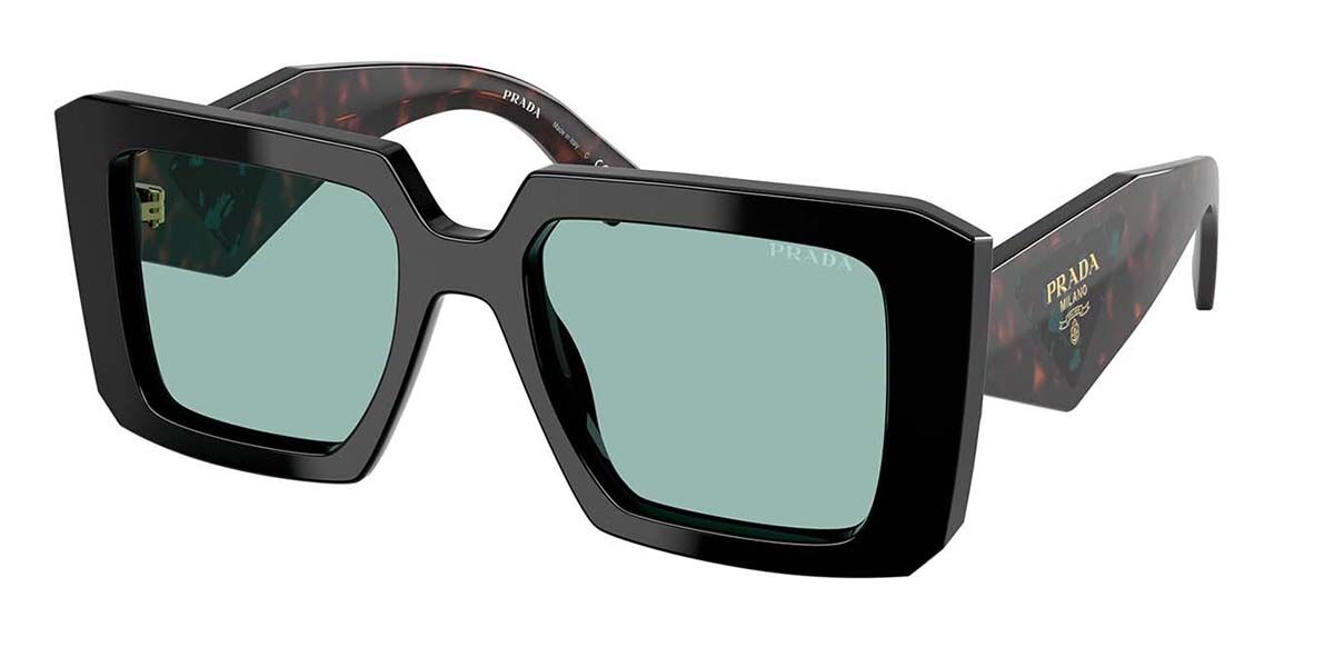 Prada PR 23YS 26B40K, Black frame, Petrol Green lenses