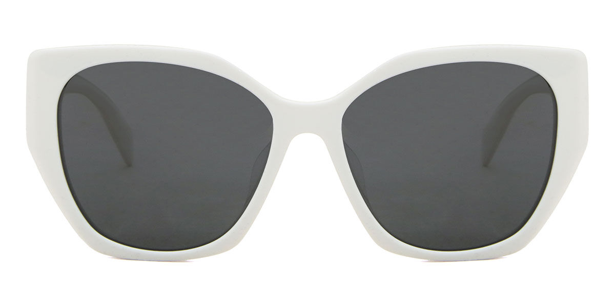 Prada PR 19ZSF Asian Fit 1425S0, White frame, Dark Grey lenses