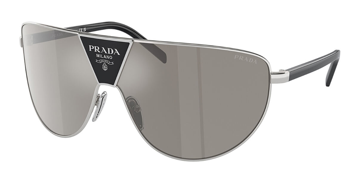 Prada PR 69ZS Asian Fit 1BC2B0, Silver frame, Light Grey Silver Mirror lenses