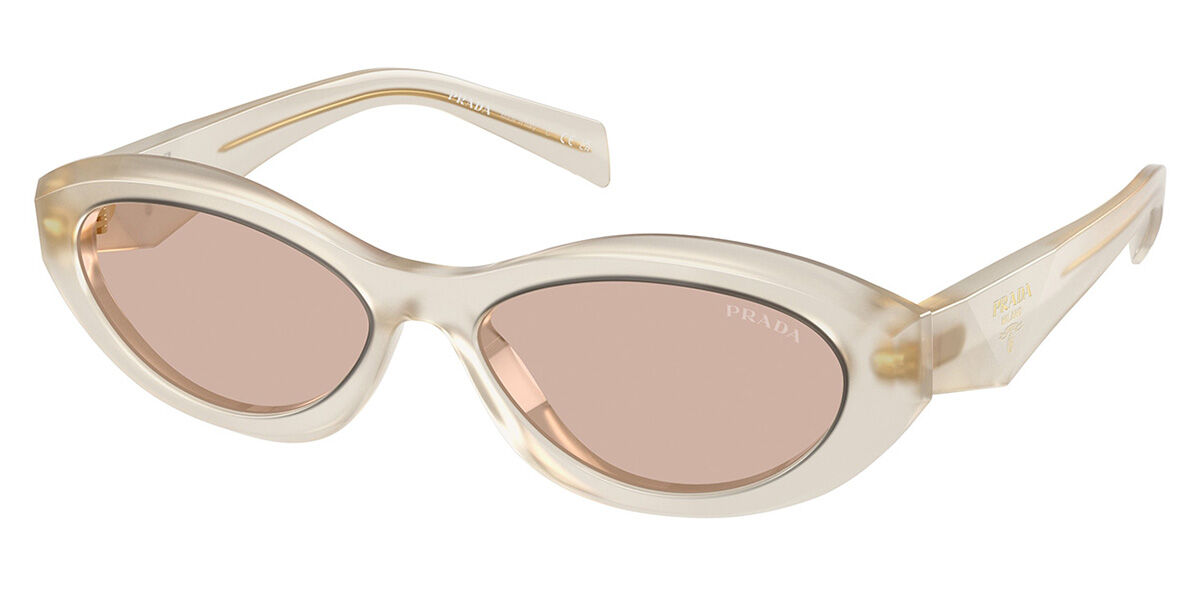 Prada PR 26ZSF Asian Fit 12V4I2, White frame, Light Brown lenses