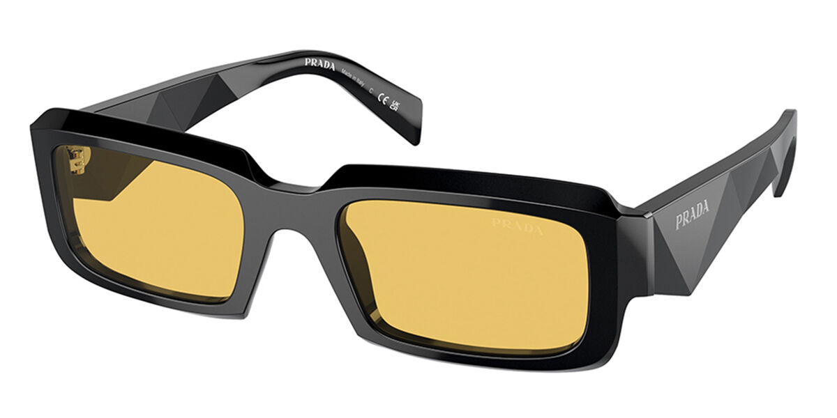 Prada PR 27ZSF Asian Fit 16K70A, Black frame, Yellow lenses