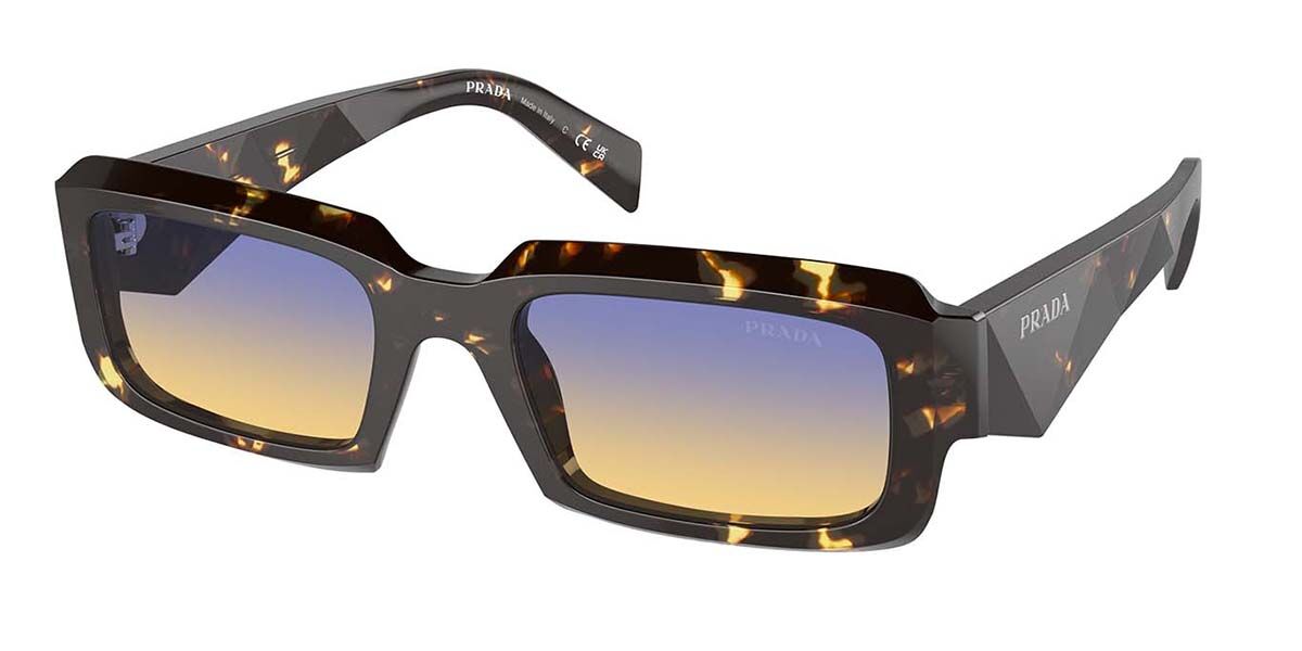 Prada PR 27ZSF Asian Fit 16O50E, Tortoiseshell frame, Clear Fifty Yellow/Dark Blue lenses