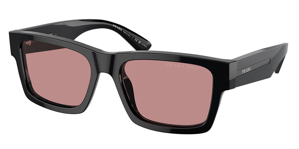 Prada PR 25ZSF Asian Fit Polarized 1AB05Z, Black frame, Pink lenses