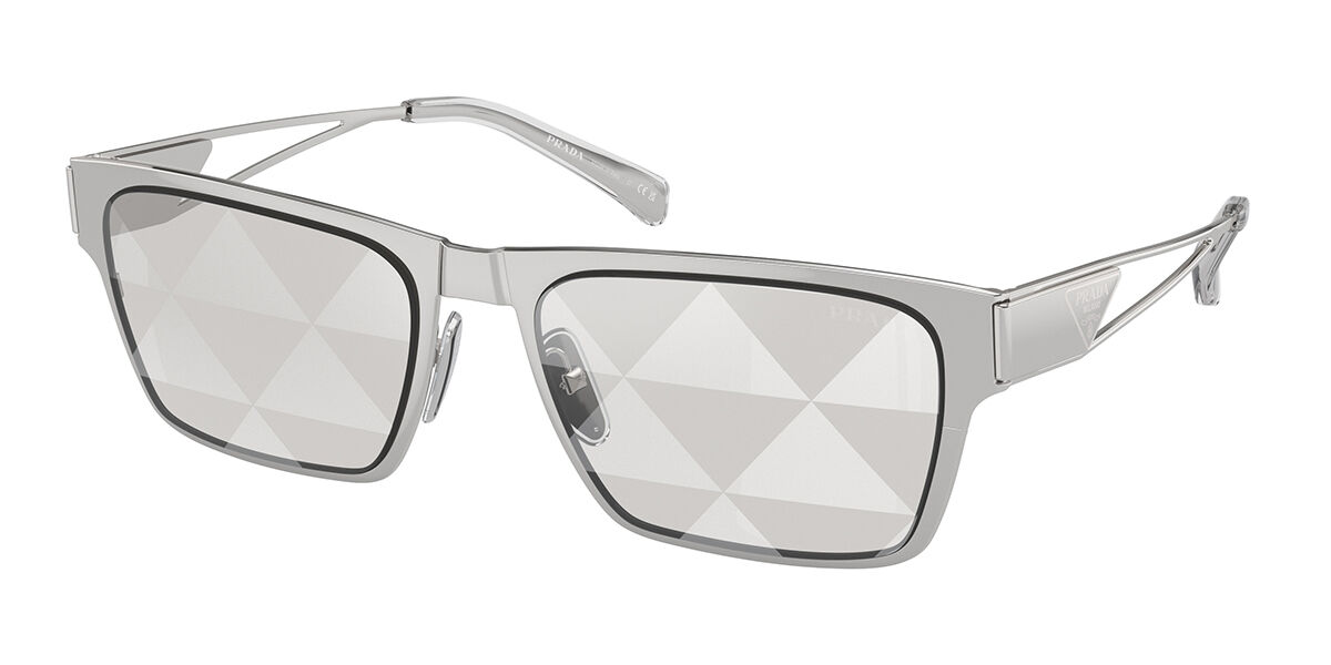 Prada PR 71ZS 1BC08V, Silver frame, Iron Triangles Silver Mirror lenses