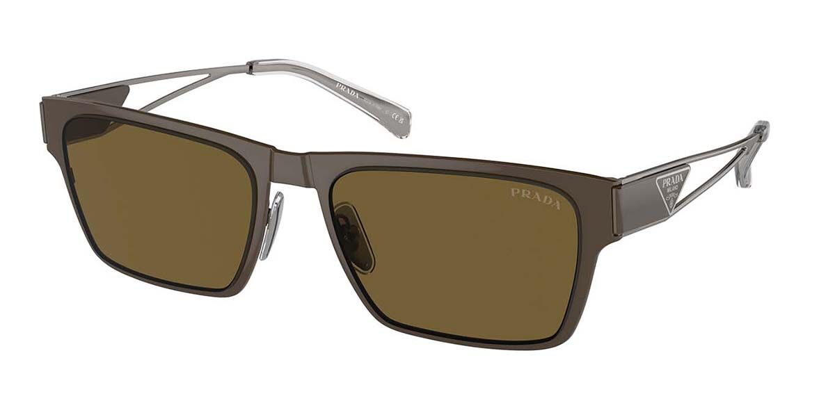 Prada PR 71ZS 11J01T, Green frame, Dark Brown lenses