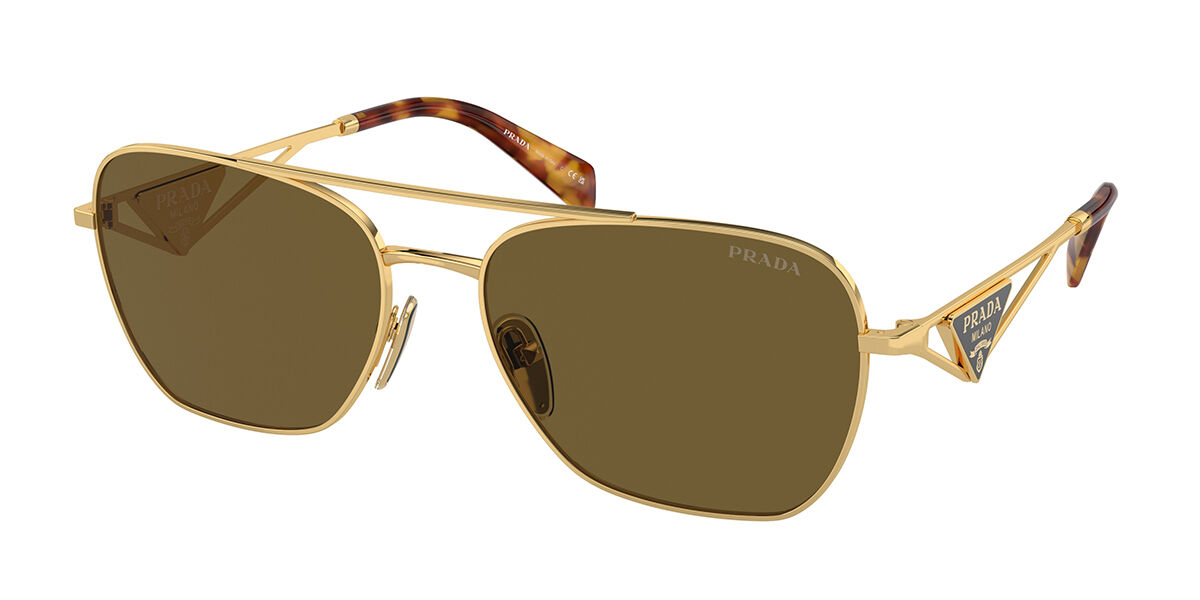 Prada PR A50S 5AK01T, Gold frame, Dark Brown lenses