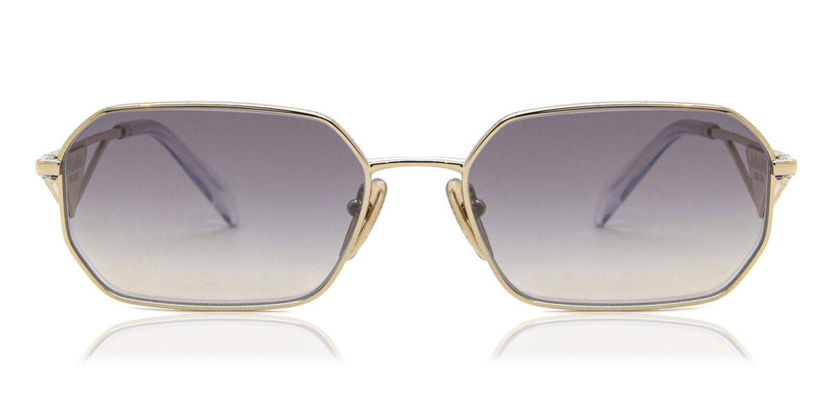 Prada PR A51S ZVN30C, Gold frame, Gradient Silver Blue Mirror lenses