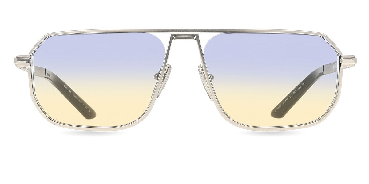 Prada PR A53S 27506Z, Silver frame, Yellow/Dark Blue lenses