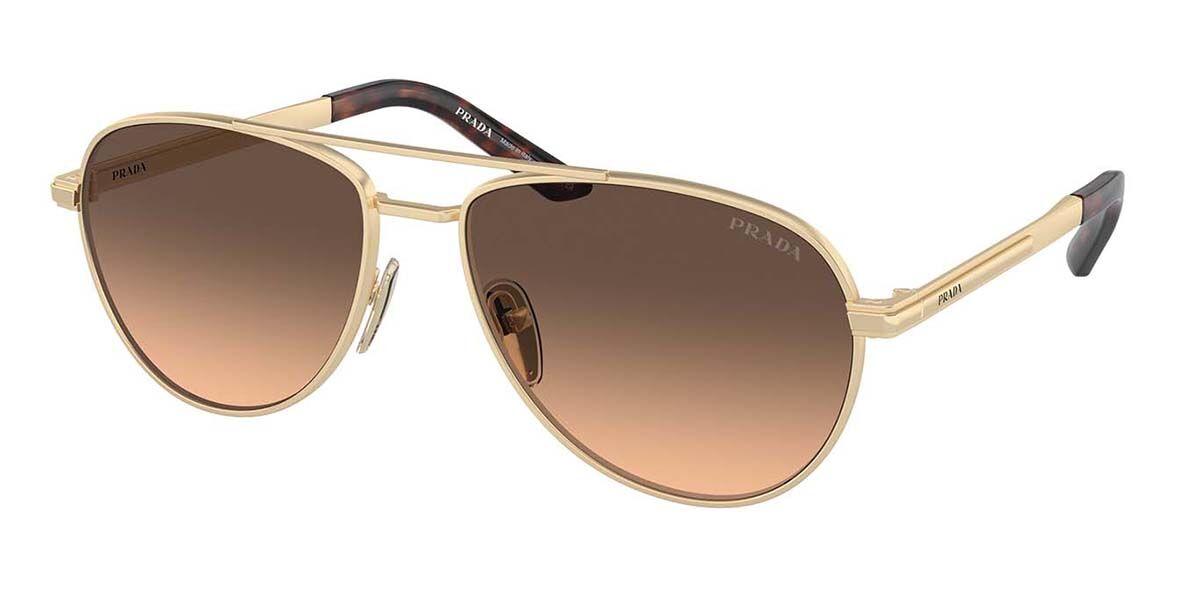 Prada PR A54S VAF50C, Gold frame, Brown Gradient Grey lenses