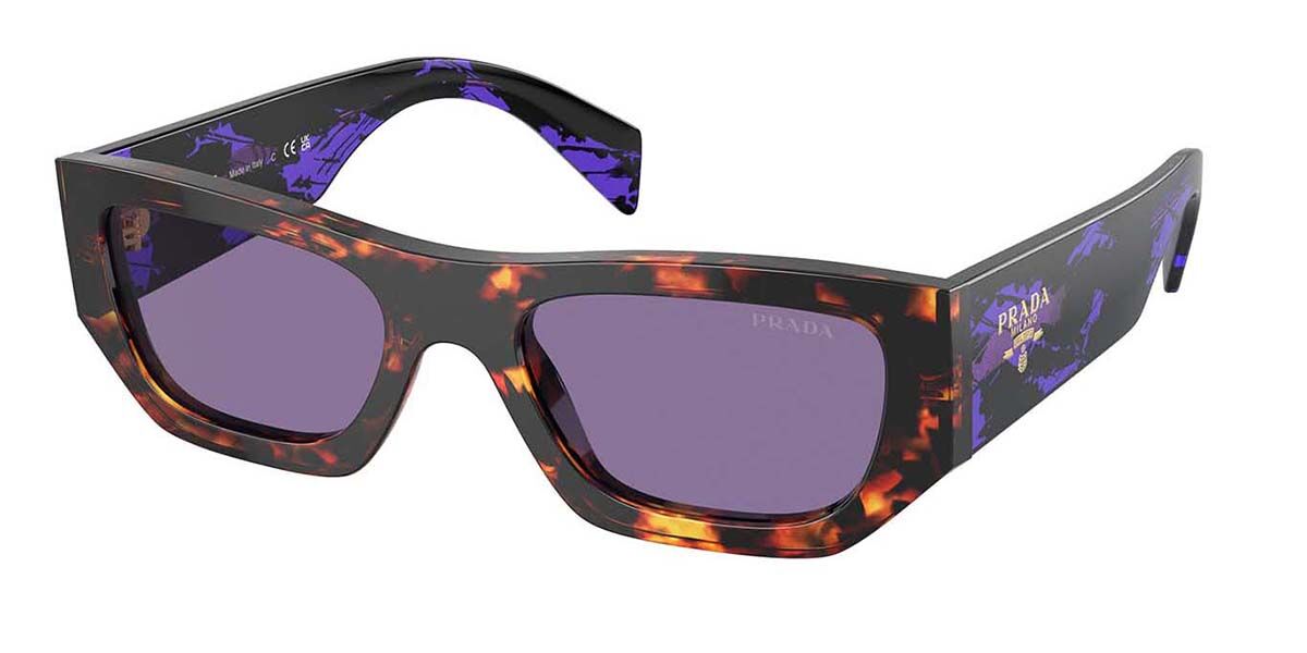 Prada PR A01SF Asian Fit 14O50B, Tortoiseshell frame, Violet Mirror Internal Silver lenses