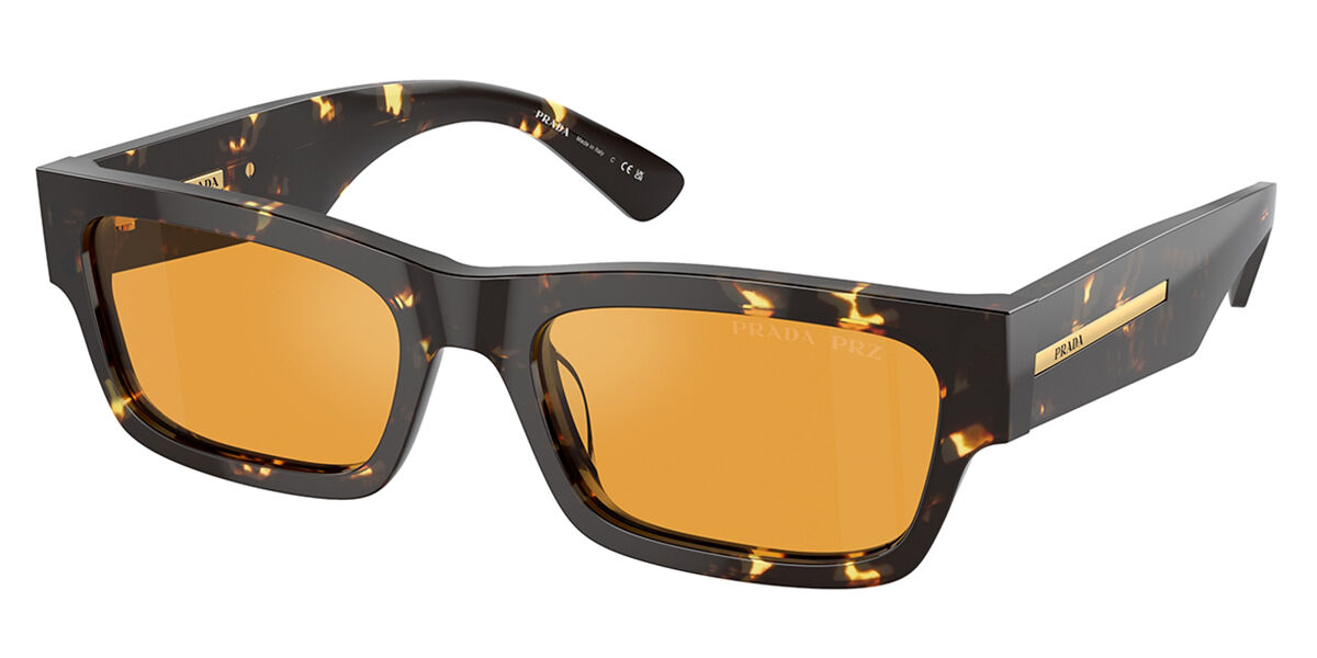 Prada PR A03SF Asian Fit Polarized 16O20C, Tortoiseshell frame, Yellow Polarized lenses