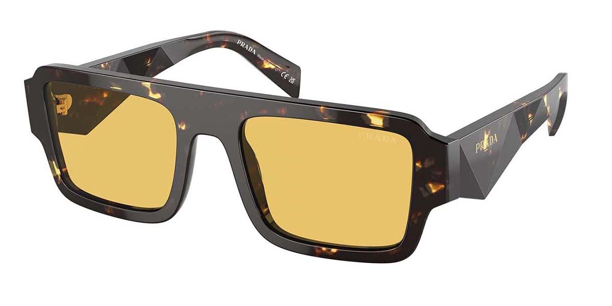 Prada PR A05SF Asian Fit 16O10C, Tortoiseshell frame, Yellow lenses