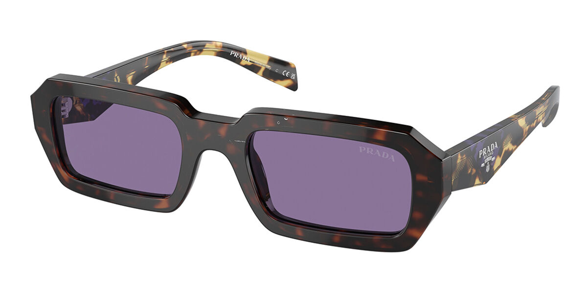 Prada PR A12SF Asian Fit 17N50B, Tortoiseshell frame, Violet Internal Silver Mirror lenses