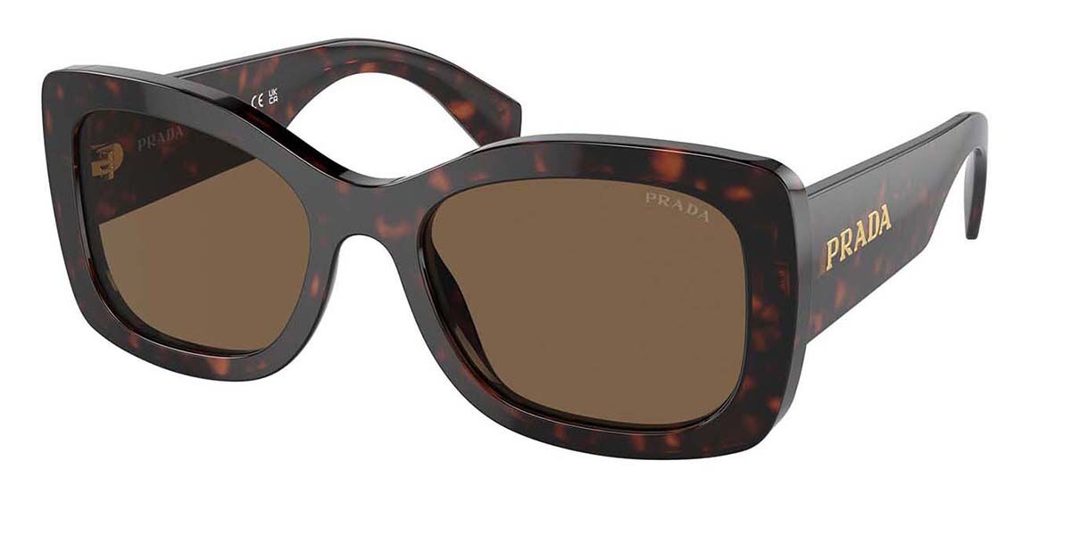 Prada PR A08SF Asian Fit 16N5Y1, Tortoiseshell frame, Dark Brown lenses