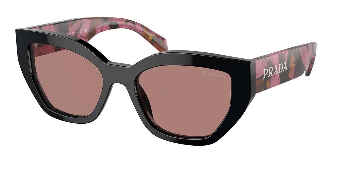 Prada PR A09SF Asian Fit 12O10D, Black frame, Light Brown lenses