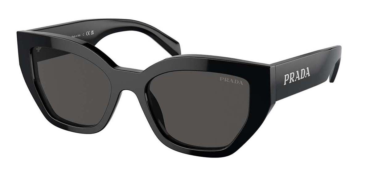 Prada PR A09SF Asian Fit 1AB5S0, Black frame, Dark Grey lenses