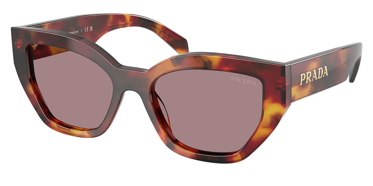 Prada PR A09SF Asian Fit 22A20I, Tortoiseshell frame, Light Purple Brown lenses
