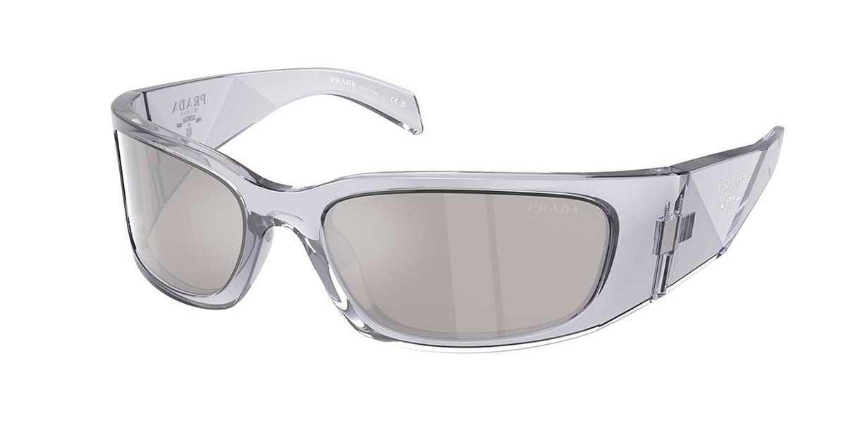 Prada PR A19S 12R2B0, Grey frame, Light Grey Silver Mirror lenses