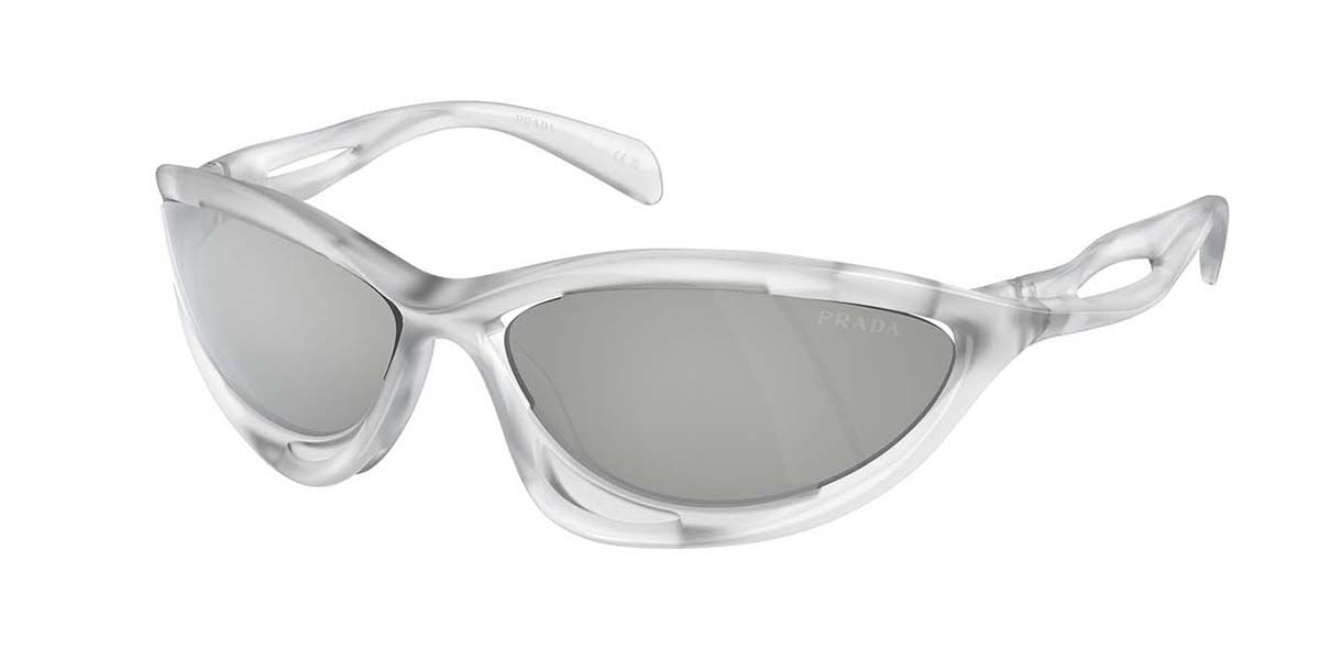 Prada PR A23S 14V60H, Clear frame, Clear Mirror Silver 80 lenses
